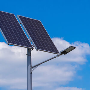 Modern street lighting pole with solar panel