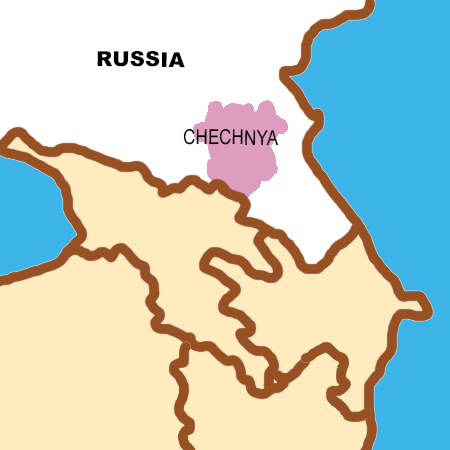map showing the location of Chechnya in Sout Russia