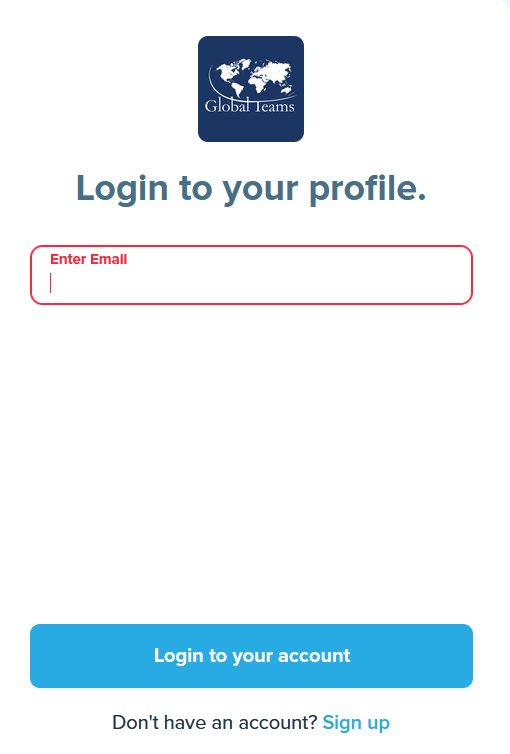 screenshot of Login to your profile screen that prompts user to enter email address
